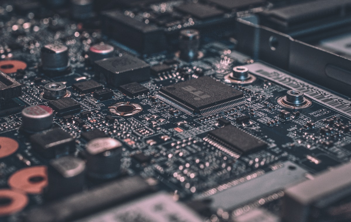 Close view of a computer circuit board